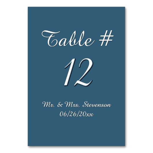 Steele Blue en White Name and Date Kaart (Achterkant)