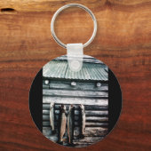 Steelhead-forel of regenboogforel die aan zij hang sleutelhanger (Voorkant)