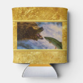 Steelhead zalm die in grizzly beren mond springt blikjeskoeler (Achterkant)