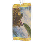 Steelhead zalm die in grizzly beren mond springt luchtverfrisser (Links)