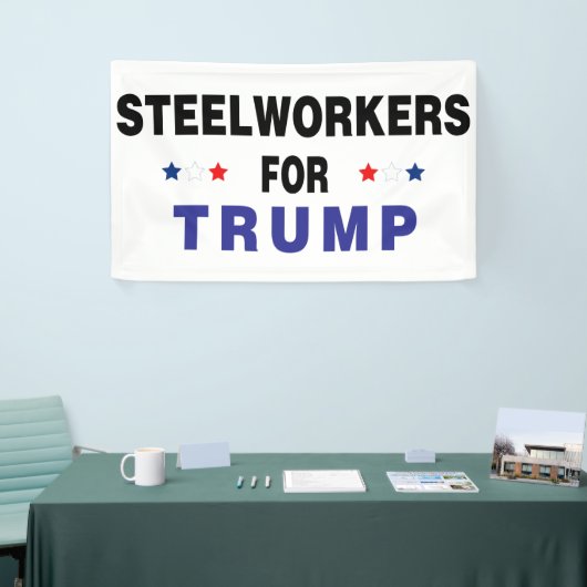 Steelwerkers voor Trump Spandoek (Beurs)