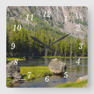 Steen bij Madison River Wall Clock Vierkante Klok