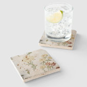 Steen coaster bloem stijl ontwerp stenen onderzetter (Zijkant)