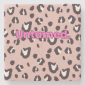 Steen coaster roze dierprint stenen onderzetter (Voorkant)