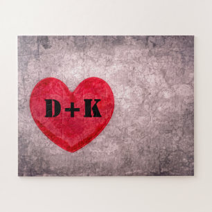 Steen gewassen Hart Monogram Personaliseer Legpuzzel