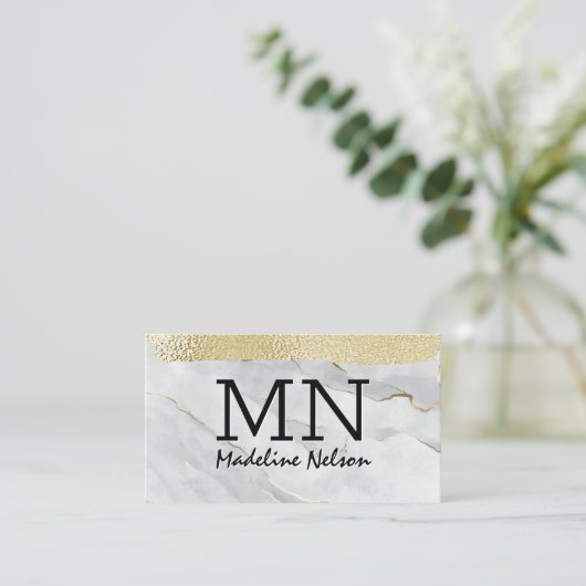 Steen | Goud Folie | Monogram Visitekaartje (Staand voorkant)