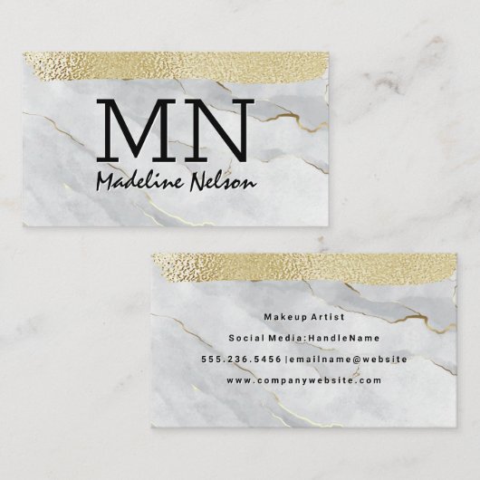 Steen | Goud Folie | Monogram Visitekaartje (Voorkant / Achterkant)