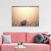 Steen in droog gekraakt woestijnlandschap canvas afdruk (Insitu (Woonkamer))