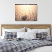 Steen in droog gekraakt woestijnlandschap canvas afdruk (Insitu (Slaapkamer))