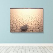 Steen in droog gekraakt woestijnlandschap canvas afdruk (Insitu (Houten vloer))