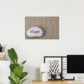 steen in zand met het woord hoop poster (Thuiskantoor)