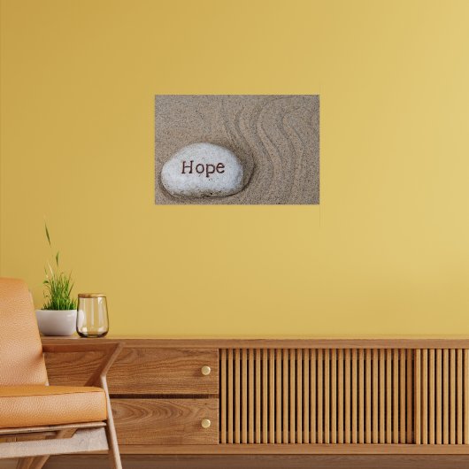 steen in zand met het woord hoop poster (Woonkamer 2)