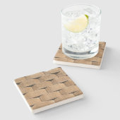 Steen met wandtextuur, vierkant onderzetter (Zijkant)