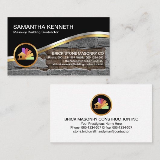 Steen metselwerk baksteen leggen aannemer visitekaartje (Voorkant / Achterkant)