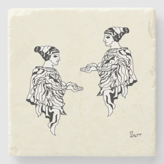 Steen Onderzetter: Grieks standbeeld Stenen Onderzetter (Voorkant)