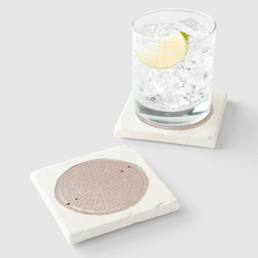 Steen Onderzetter - IJzer Man Hole Hoesje (Zijkant)