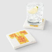 Steen onderzetter met geel en rood nagajuban (Zijkant)