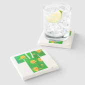 Steen onderzetter met groen en gouden nagajuban (Zijkant)