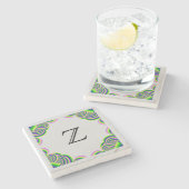 Steen Onderzetter Monogram MultiColor Lijst en gri (Zijkant)