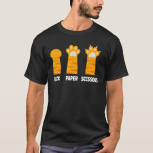 Steen Papier Schaar Handspel Katachtig Dier Schatt T-shirt