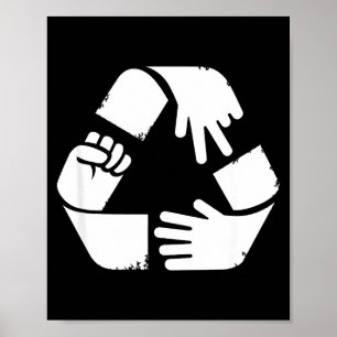 Steen papier schaar recycling symbool grappige han poster