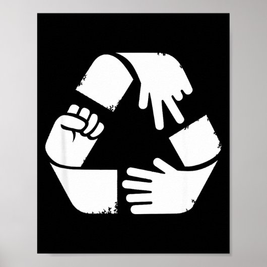 Steen papier schaar recycling symbool grappige han poster (Voorkant)