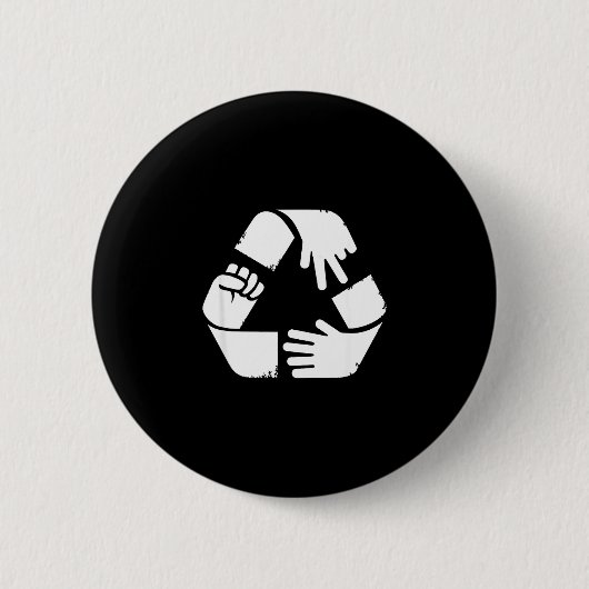 Steen papier schaar recycling symbool grappige han ronde button 5,7 cm (Voorkant)