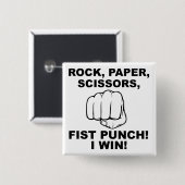 Steen Papier Schaar Vuist Stomp Grappige Knop Badg Vierkante Button 5,1 Cm (Voorkant /achterkant)