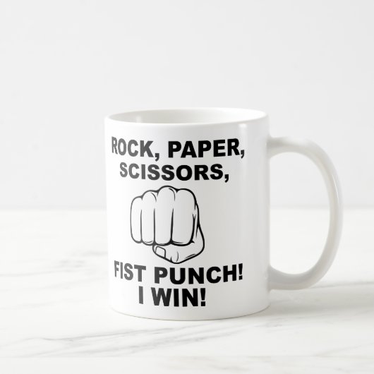Steen Papier Schaar Vuist Stomp Grappige Mok (Rechts)