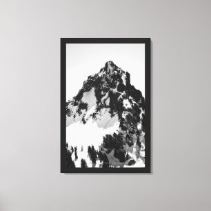 Steen, sneeuw en bomen canvas afdruk