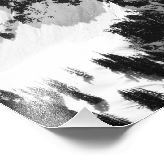 Steen, sneeuw en bomen foto afdruk (Hoek)