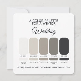 Steen Taupe Houtskool Winter Bruiloft Paletkaart Kaart