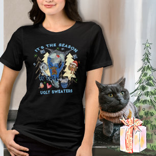 Steen Ugly Sweater Grappige Kat & Muis Zwart Tri-Blend Shirt