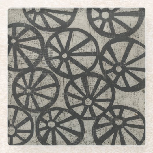 Steen - Wielen Glazen Onderzetter (Voorkant)