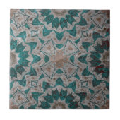 Steenachtige grijze getextureerde groene bladeren  tegeltje (Voorkant)