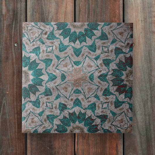 Steenachtige grijze getextureerde groene bladeren  tegeltje