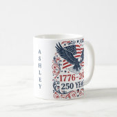 Steenarend 250 jaar vrijheid aangepaste naam koffiemok (Voorkant rechts)