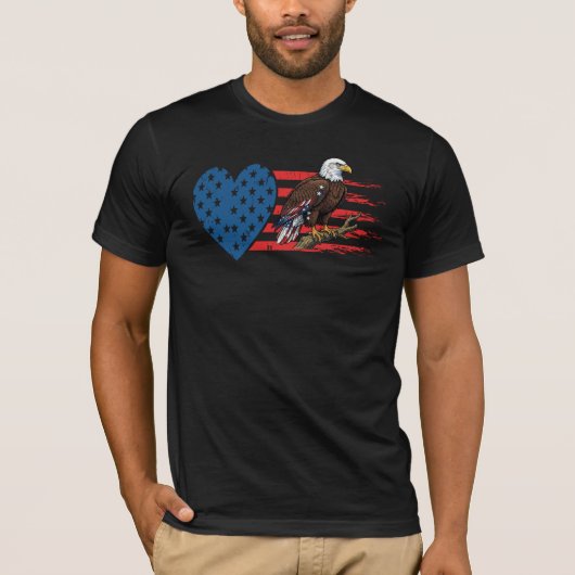 Steenarend, Amerikaanse Vlag Hart T-shirt (Voorkant)