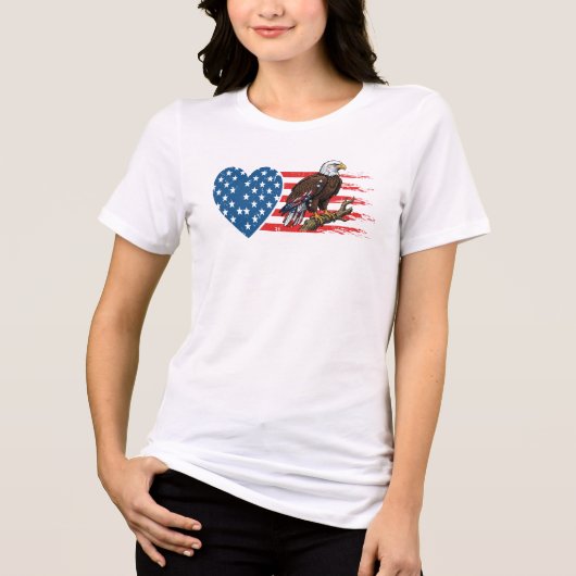 Steenarend, Amerikaanse Vlag Hart Tri-Blend Shirt (Voorkant)