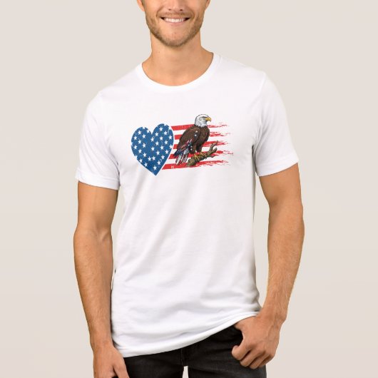 Steenarend, Amerikaanse Vlag Hart Tri-Blend Shirt (Voorkant)