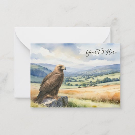 Steenarend Aquarel Roofvogel Aangepaste Tekst Notitiekaartje (Voorkant)
