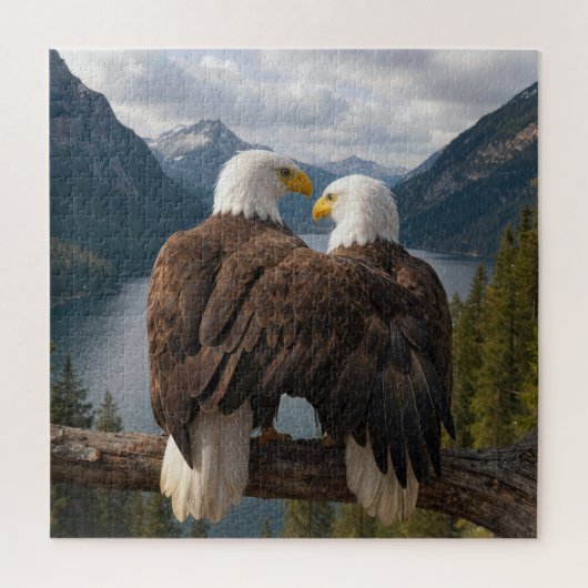Steenarend beschermt zijn partner legpuzzel (Verticaal)