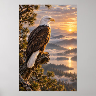 Steenarend bij gouden berg zonsondergang Wildlife Poster