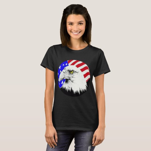 Steenarend en Amerikaanse Vlag Dames T-shirt (Voorkant volledig)