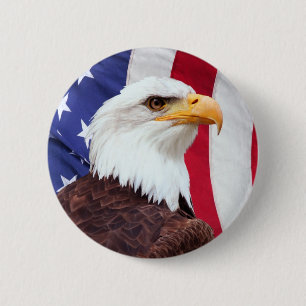Steenarend en Amerikaanse vlag Ronde Button 5,7 Cm