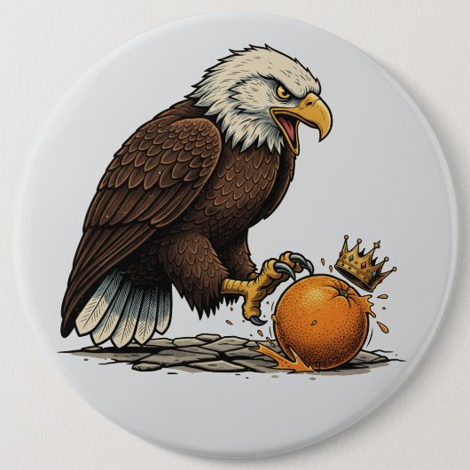 Steenarend en Oranje Ronde Button 6,0 Cm (Voorkant)