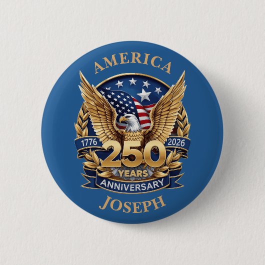 Steenarend Goud 250 Jaar Jubileum Aangepaste Naam Ronde Button 5,7 Cm (Voorkant)