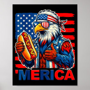 Steenarend hotdog Amerikaanse vlag grappig 4 juli Poster