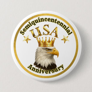 Steenarend Koning VS Halve Millenniumviering Ronde Button 7,6 Cm