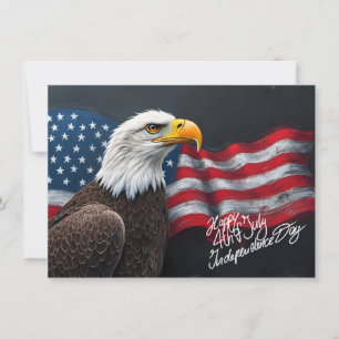 Steenarend met Amerikaanse vlag 4 juli-kunst
